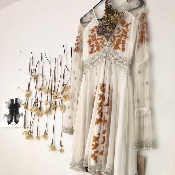 white beaded mid length dress - Picture 2 of 7